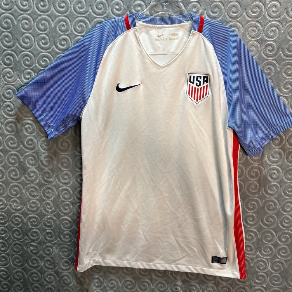 Nike USA Soccer Jersey White Blue Red‎ Dri-FIT Authentic Size Small Men's 2015